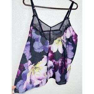 Cacique Lingerie Top Size 18/20 Pink Black Mesh Floral Blouse Tank Purple Blk X1